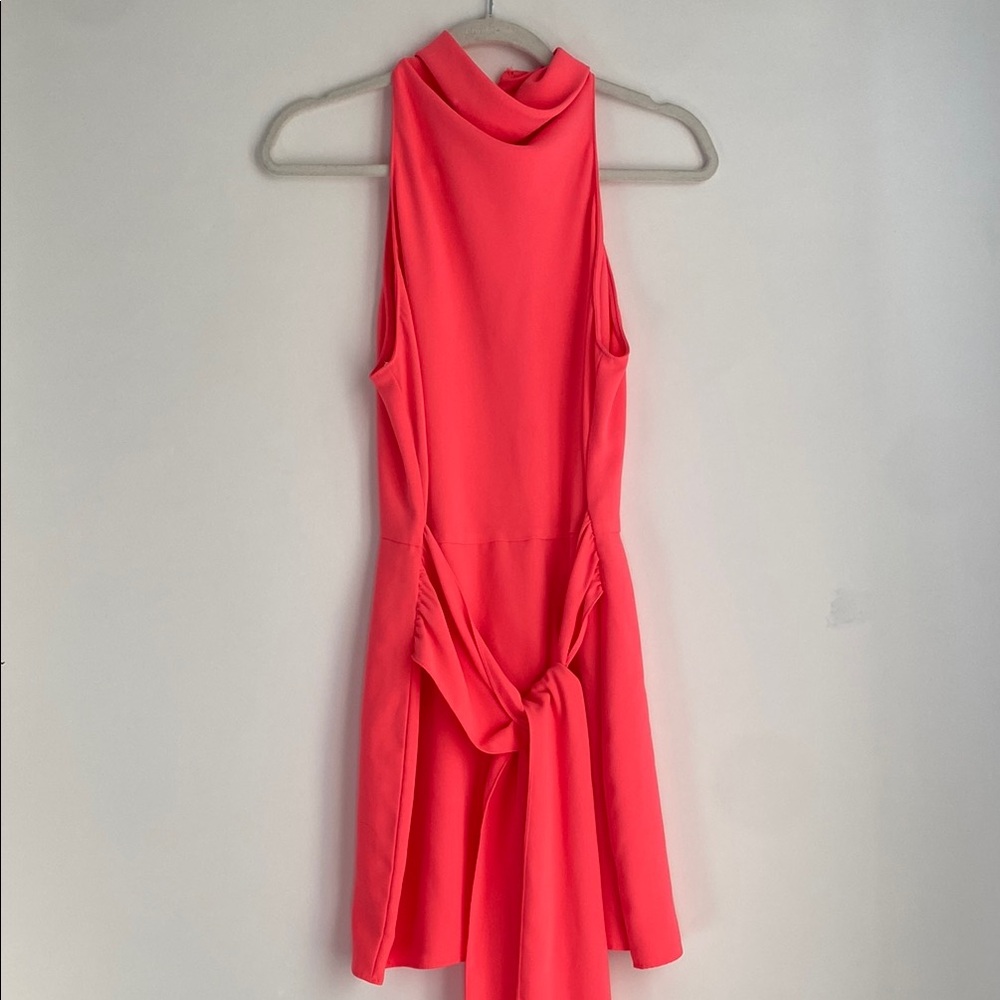 Amanda Uprichard Orange Pink Sheath Dress Halter Cocktail Size Medium